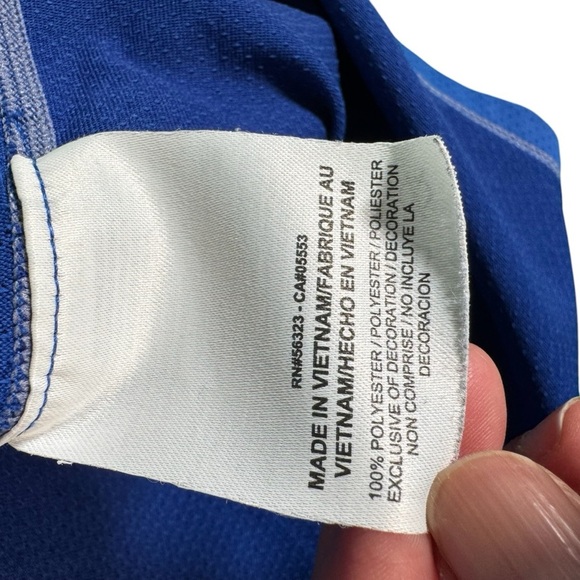 Nike T Shirt  Mens Large Running Crew Neck Swoosh Logo Blue Perforated - Picture 8 of 13